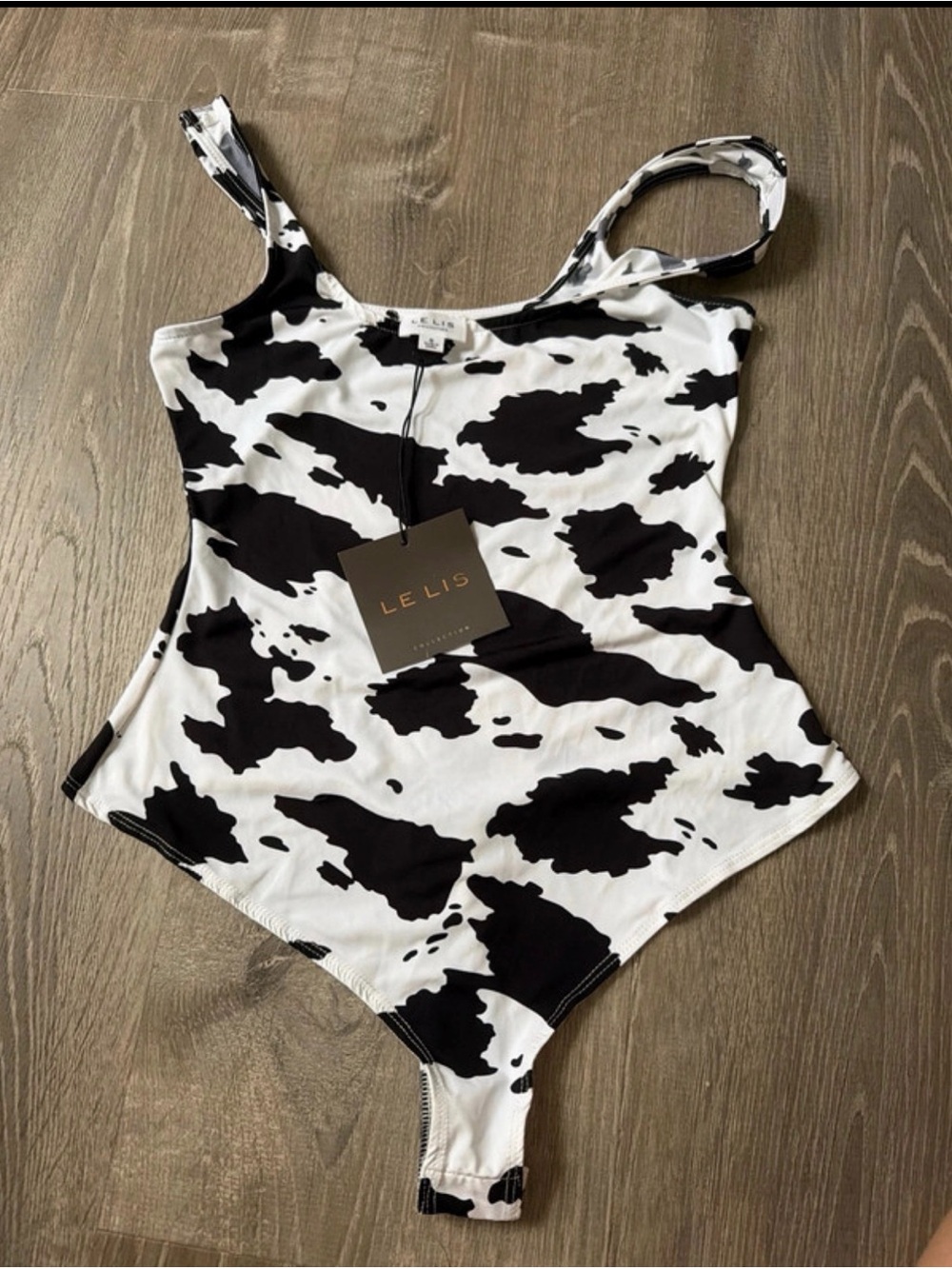 Le Lis Black & White Cow-Print Girls One-Piece